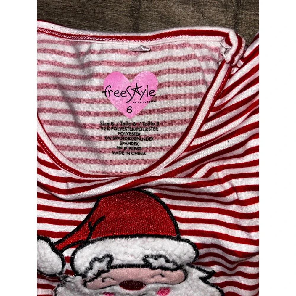 FreeStyle Revolution Girls Red White Striped Santa Christmas Dress Size 6‎